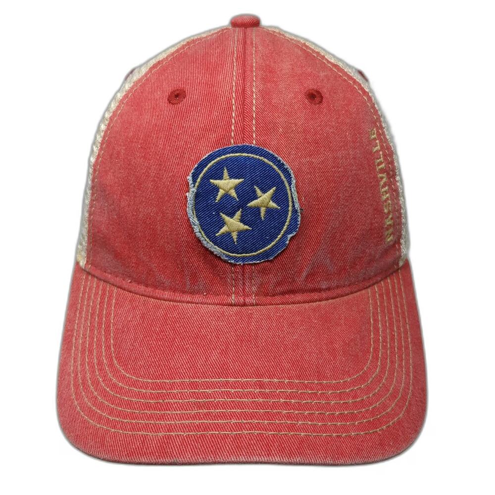Legacy Trucker Hat Red One Size Nashville Tennessee State Stars Mesh Snapback